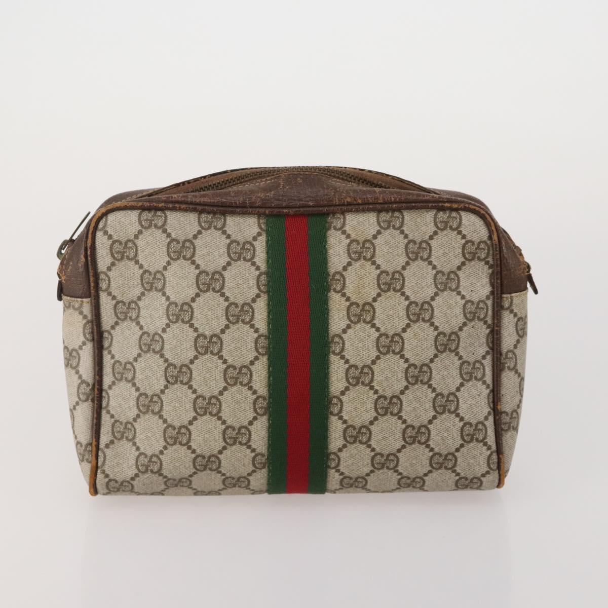 GUCCI GG Canvas GG Supreme Web Sherry Line Bag PVC Leather 3 Set Auth 203740
