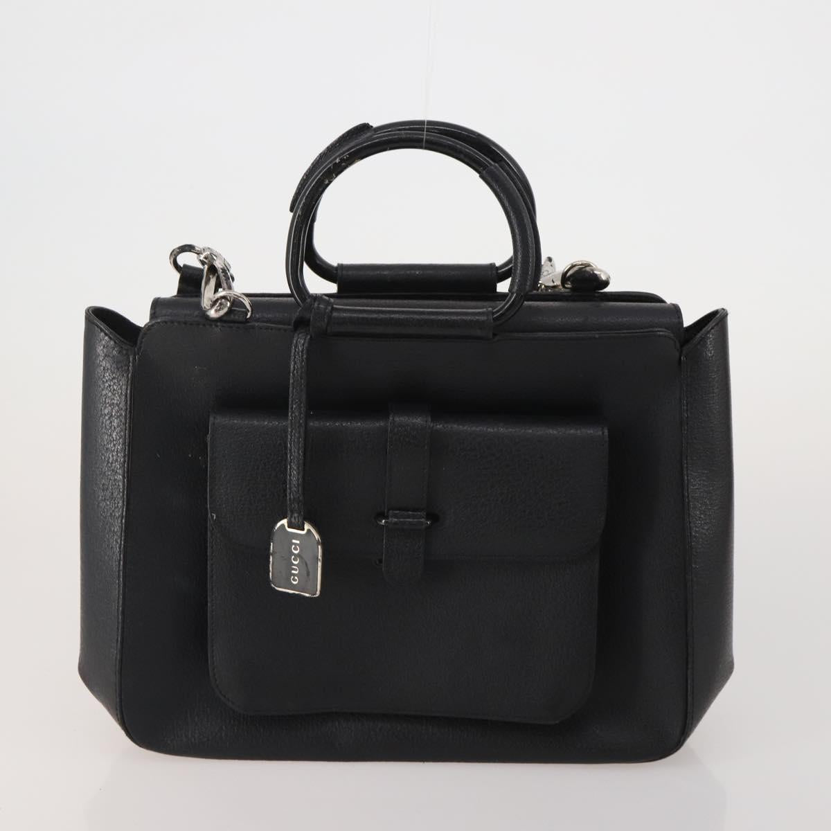 GUCCI GG Canvas Hand Bag Leather 3 Set Beige Black Ivory Auth 203741