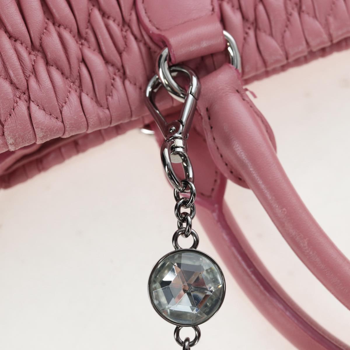 Miu Miu Matelasse Hand Bag Leather 2way Pink Silver Auth 203770V