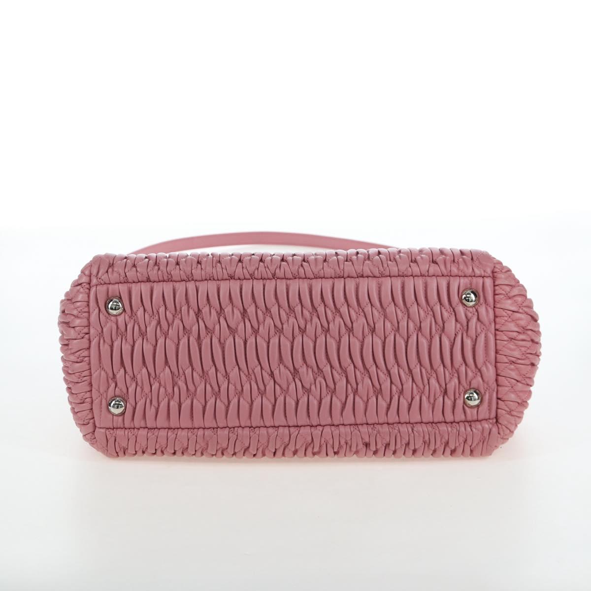 Miu Miu Matelasse Hand Bag Leather 2way Pink Silver Auth 203770V