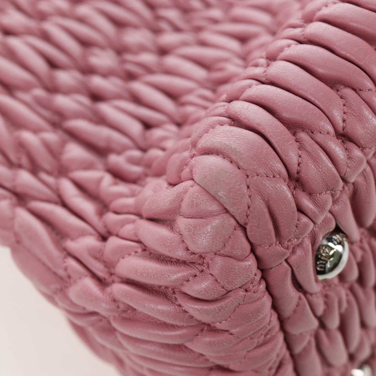 Miu Miu Matelasse Hand Bag Leather 2way Pink Silver Auth 203770V