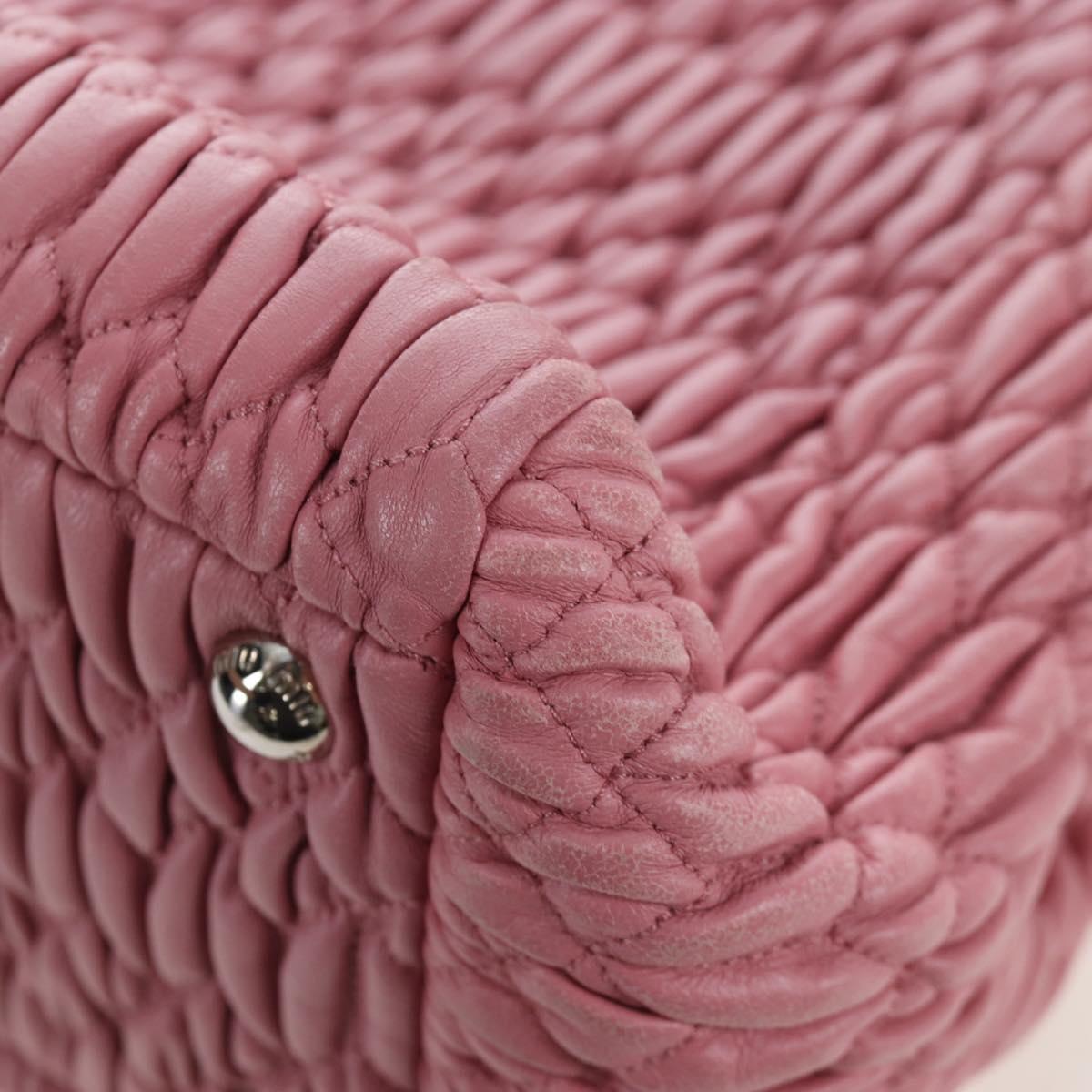 Miu Miu Matelasse Hand Bag Leather 2way Pink Silver Auth 203770V