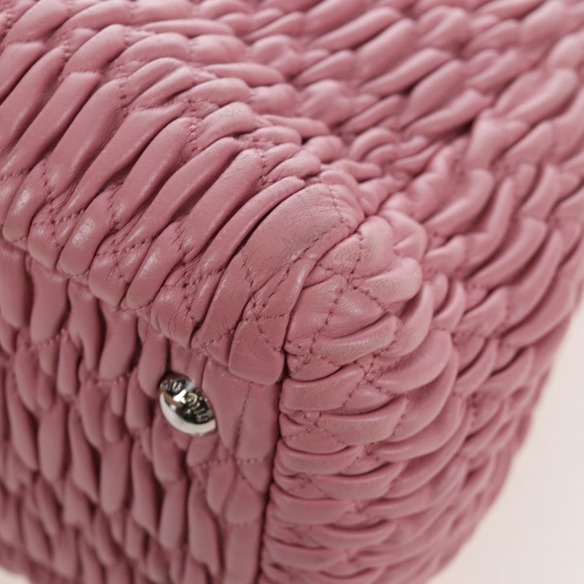Miu Miu Matelasse Hand Bag Leather 2way Pink Silver Auth 203770V
