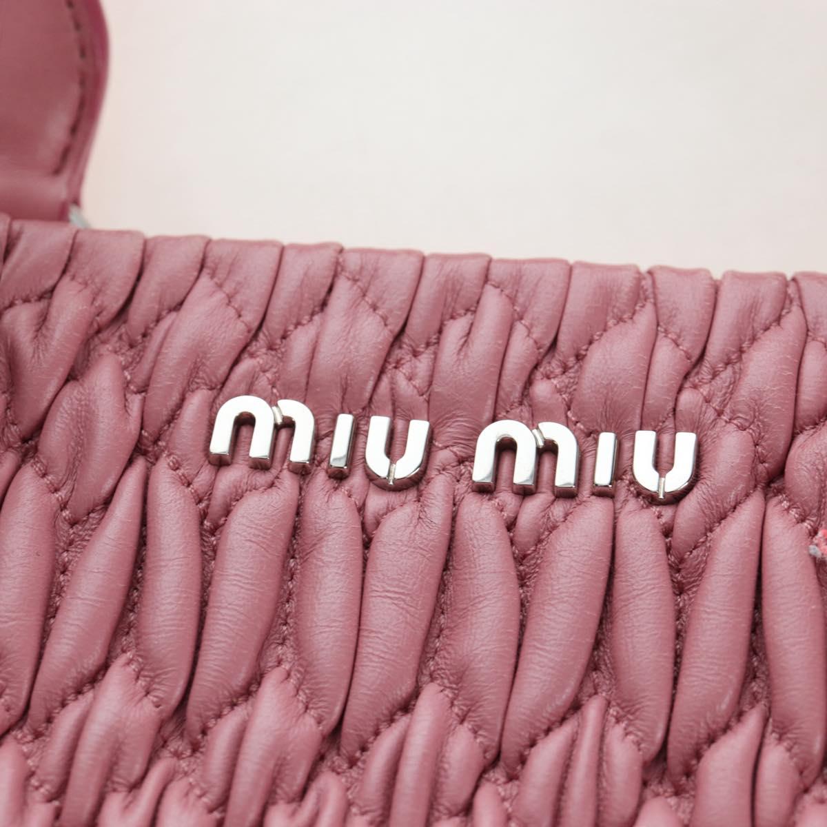 Miu Miu Matelasse Hand Bag Leather 2way Pink Silver Auth 203770V