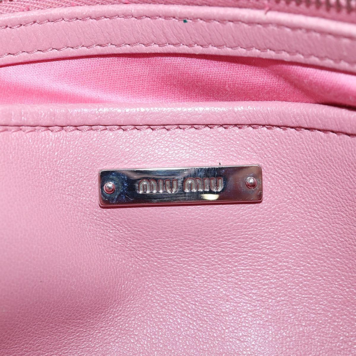 Miu Miu Matelasse Hand Bag Leather 2way Pink Silver Auth 203770V