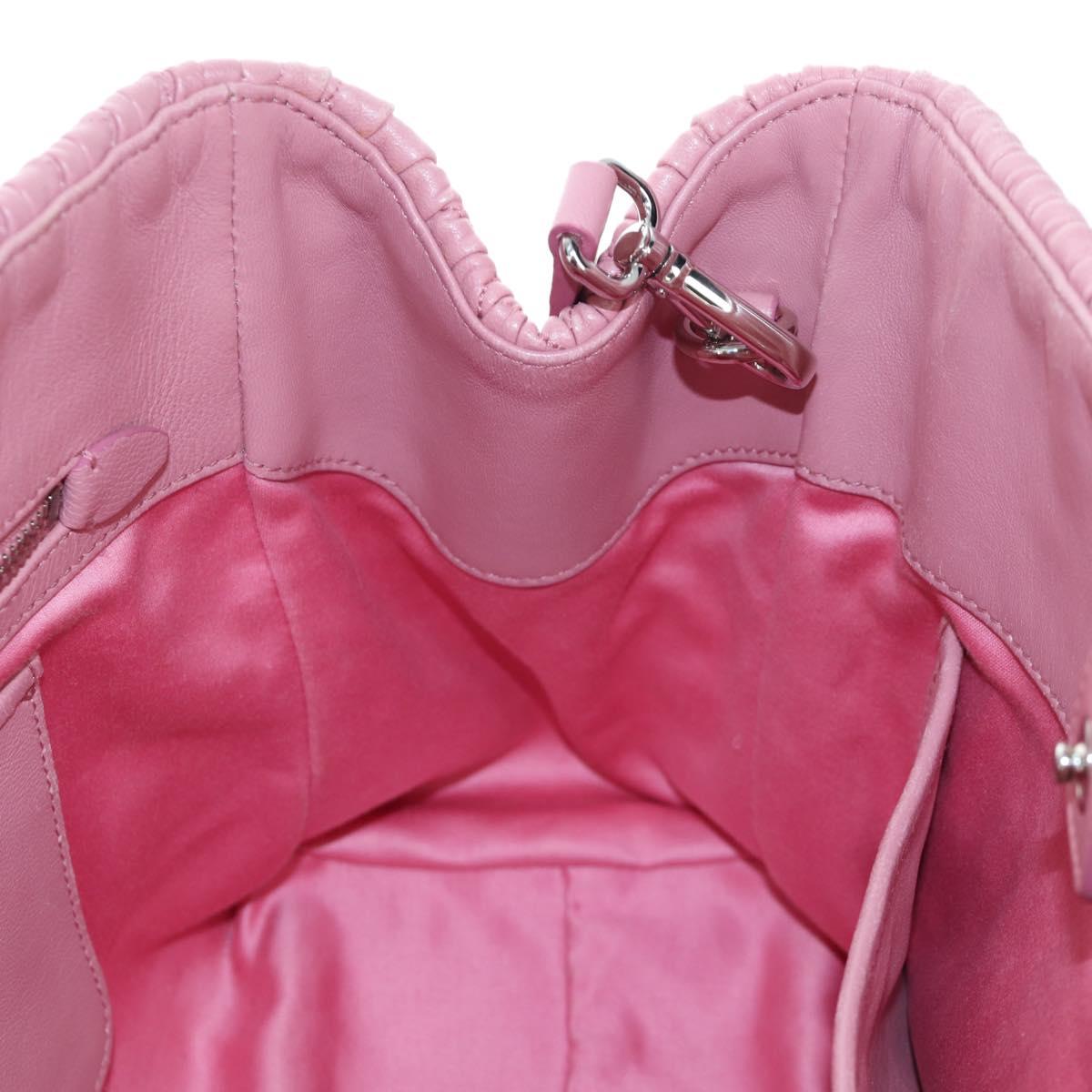 Miu Miu Matelasse Hand Bag Leather 2way Pink Silver Auth 203770V