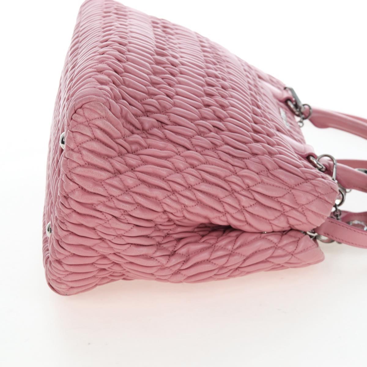 Miu Miu Matelasse Hand Bag Leather 2way Pink Silver Auth 203770V