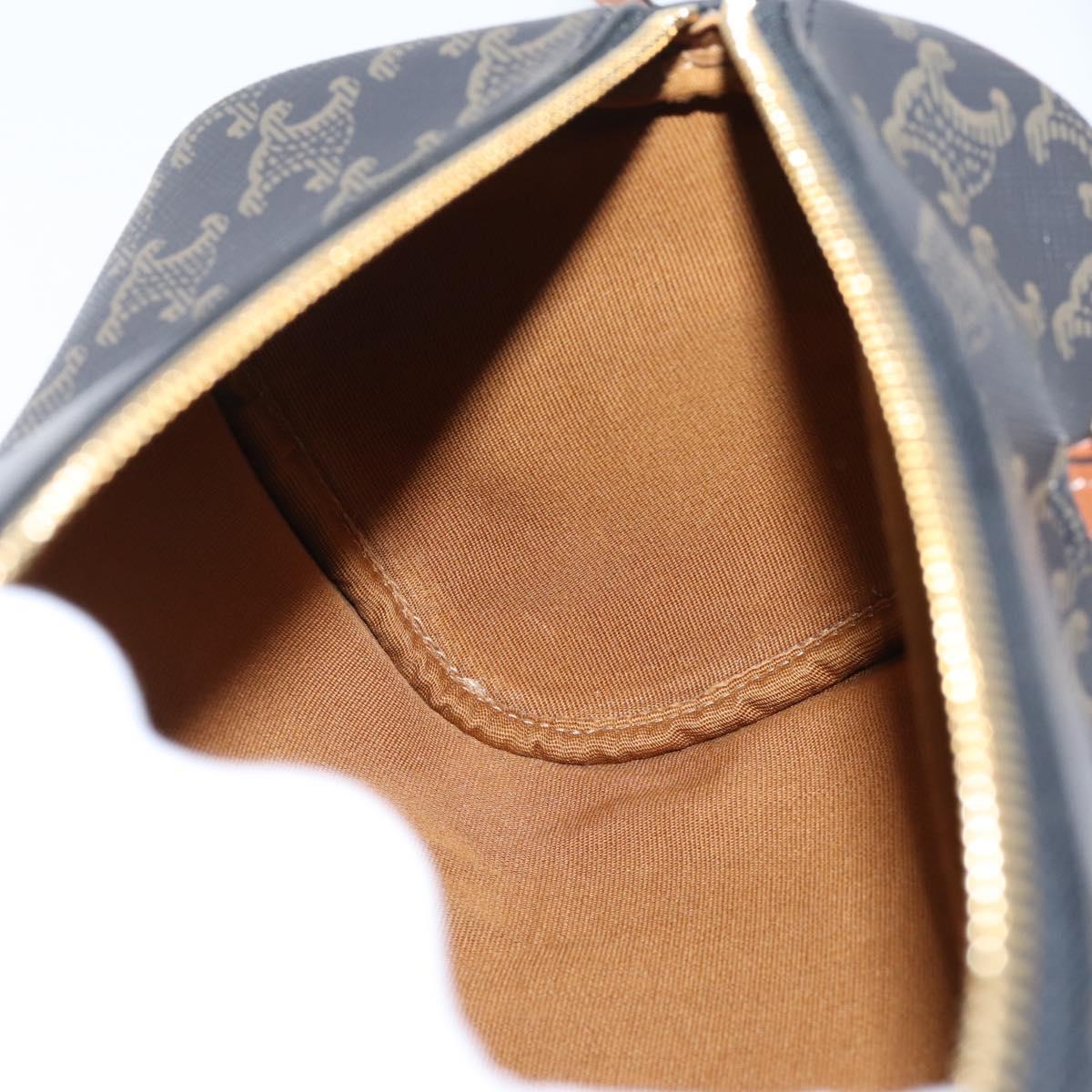 CELINE Macadam Canvas Triomphe Cylinder Bag PVC 2way Brown Gold Auth 203772SAM