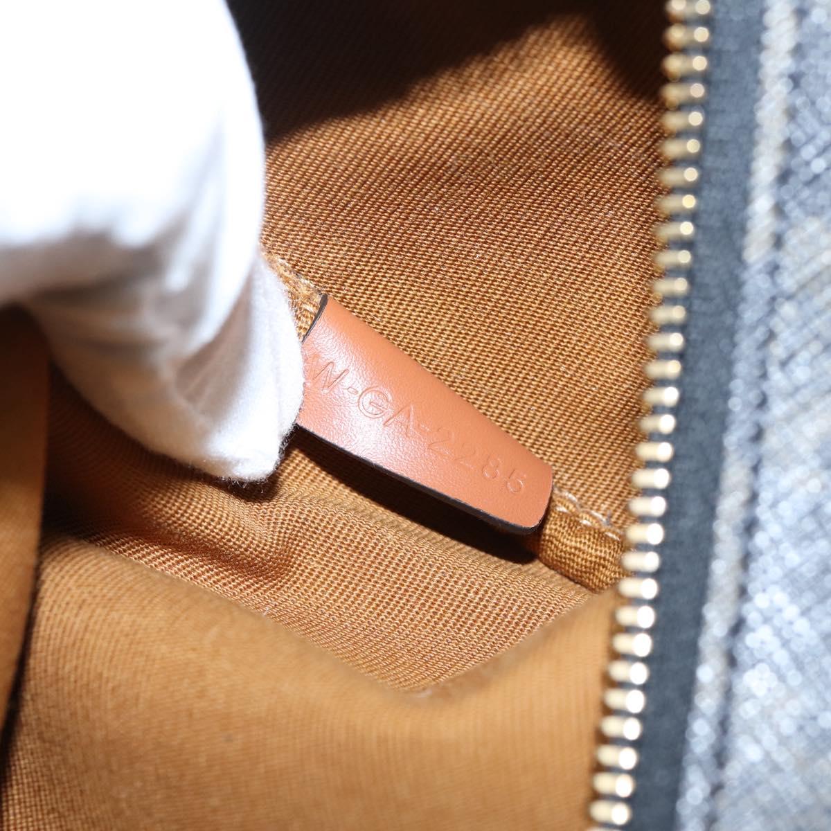 CELINE Macadam Canvas Triomphe Cylinder Bag PVC 2way Brown Gold Auth 203772SAM