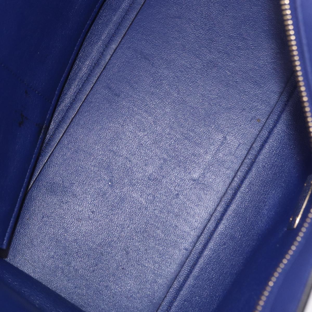 CELINE Trapeze Hand Bag Suede Leather 2way Blue Gold Auth 203775A