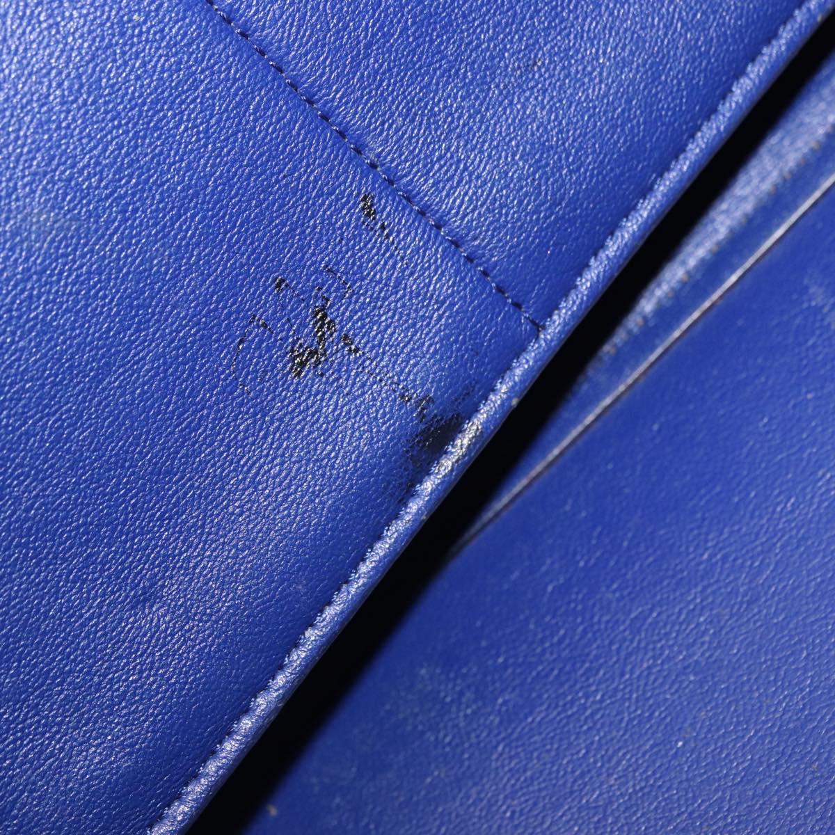 CELINE Trapeze Hand Bag Suede Leather 2way Blue Gold Auth 203775A