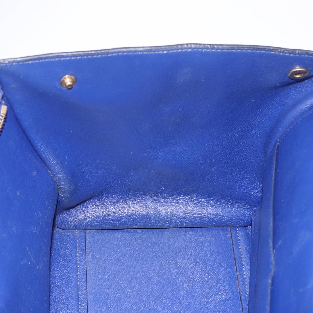 CELINE Trapeze Hand Bag Suede Leather 2way Blue Gold Auth 203775A