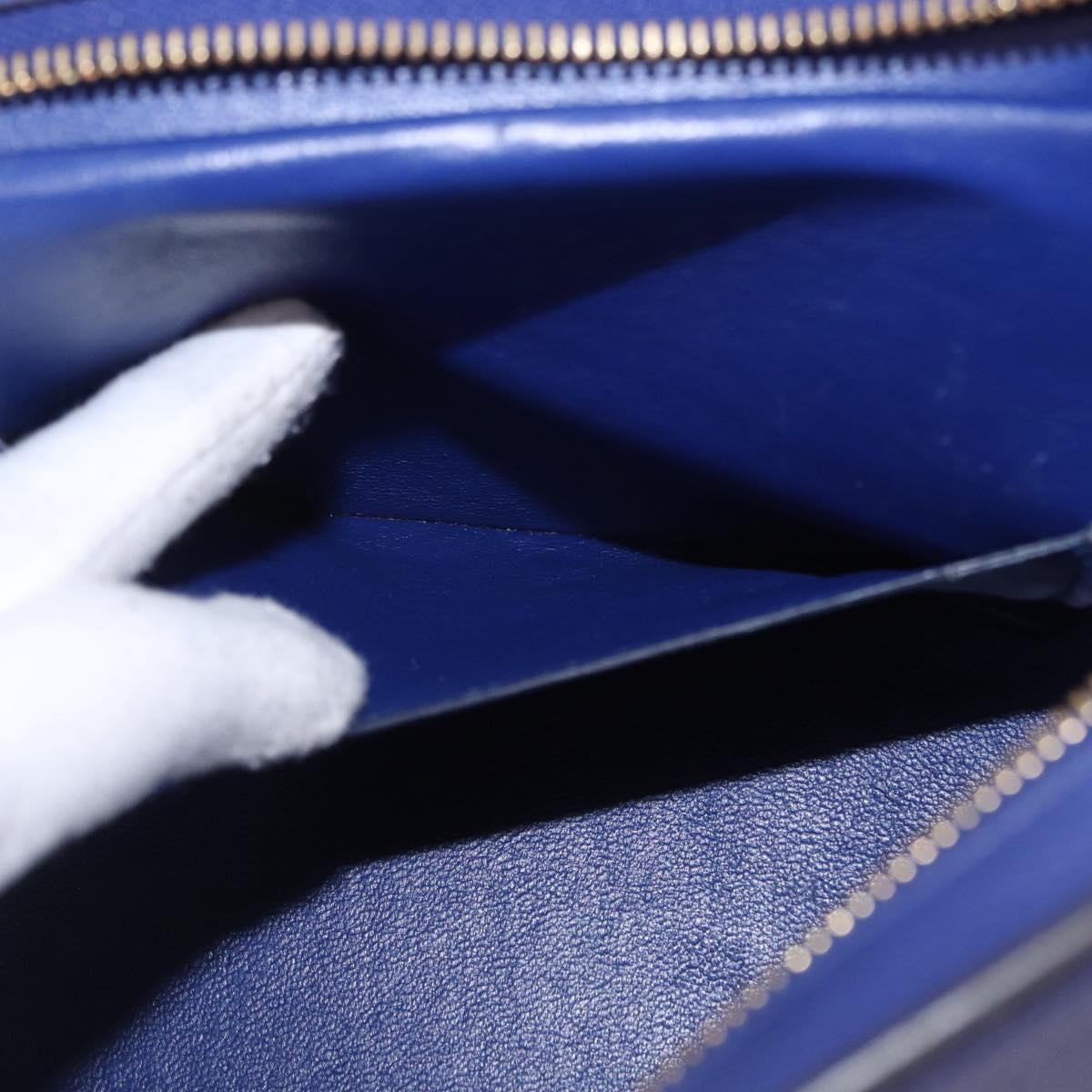 CELINE Trapeze Hand Bag Suede Leather 2way Blue Gold Auth 203775A