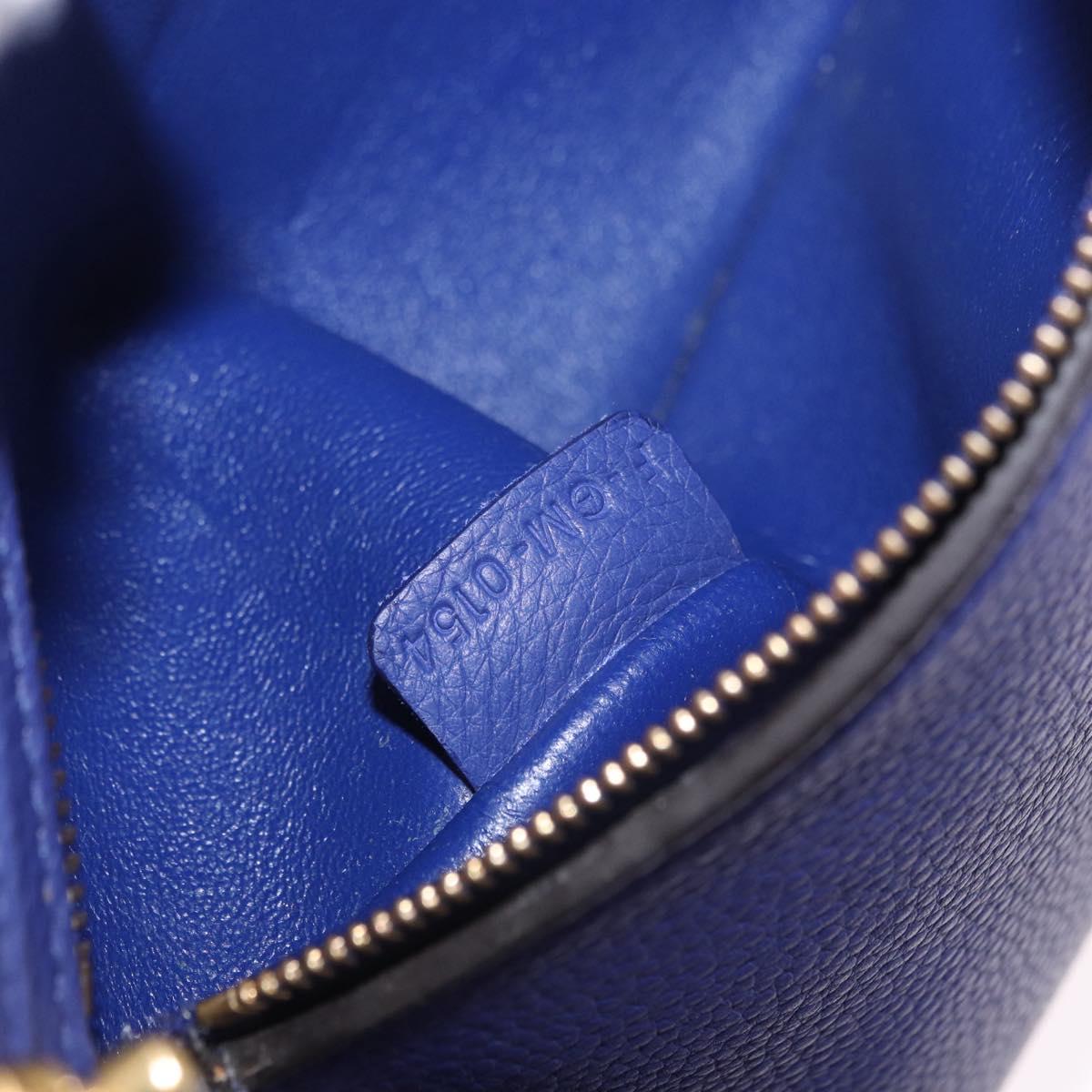 CELINE Trapeze Hand Bag Suede Leather 2way Blue Gold Auth 203775A