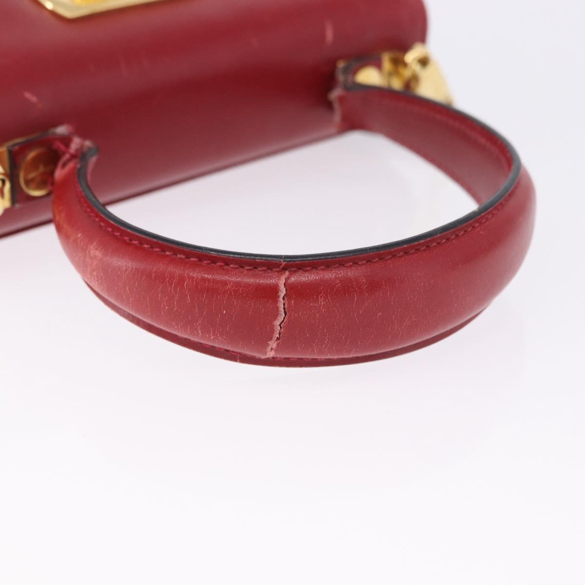 Salvatore Ferragamo Gancini Hand Bag Leather 2way Red Gold Auth 203776