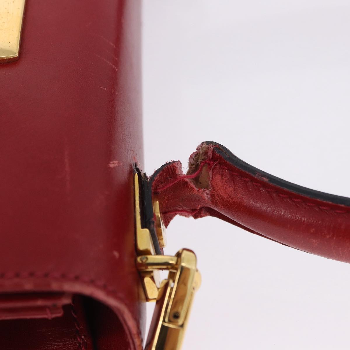 Salvatore Ferragamo Gancini Hand Bag Leather 2way Red Gold Auth 203776
