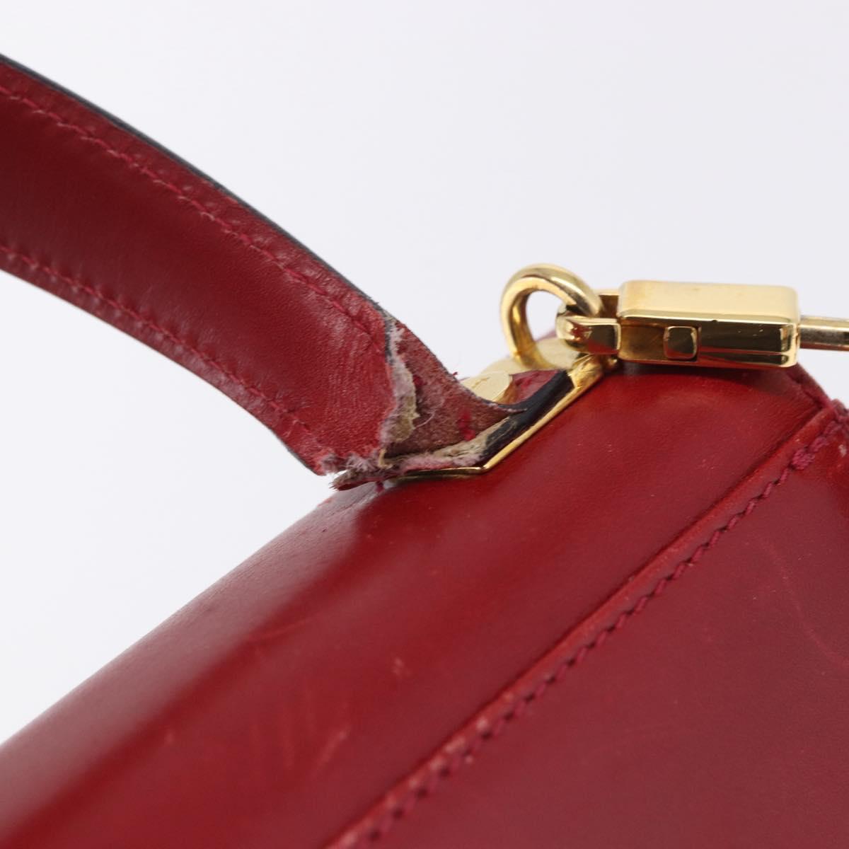 Salvatore Ferragamo Gancini Hand Bag Leather 2way Red Gold Auth 203776