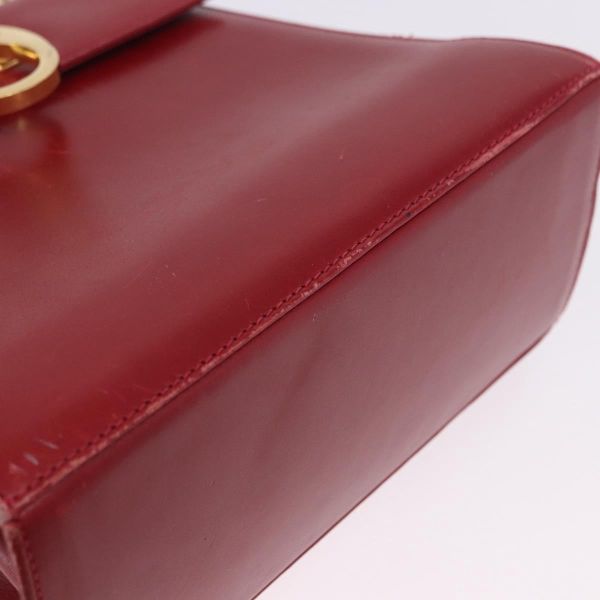 Salvatore Ferragamo Gancini Hand Bag Leather 2way Red Gold Auth 203776