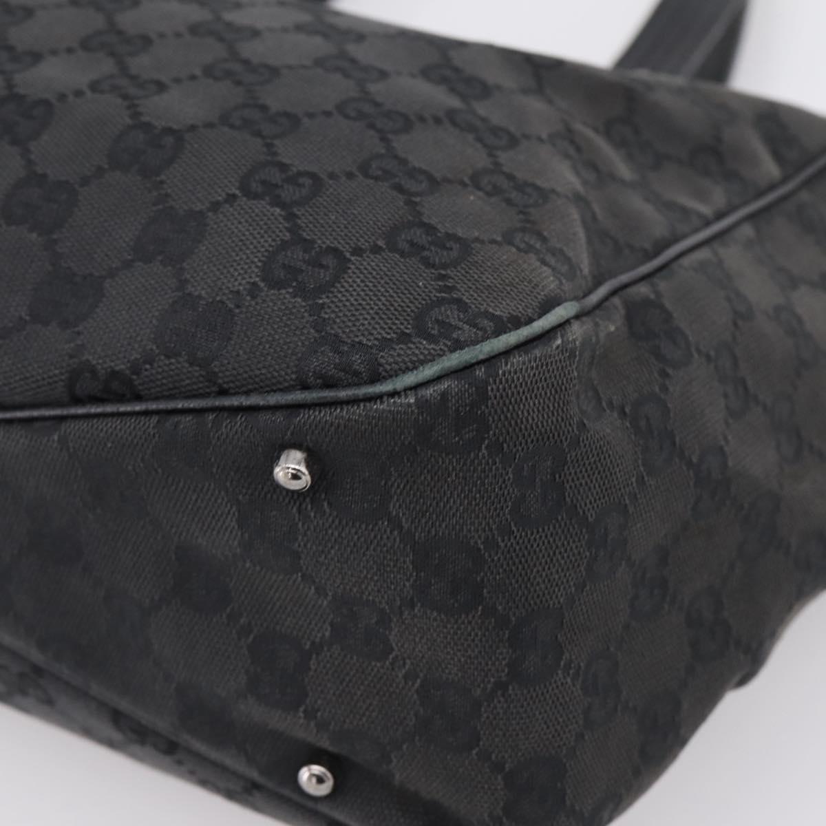 GUCCI GG Canvas Hand Bag Black Silver 113017 Auth 203778