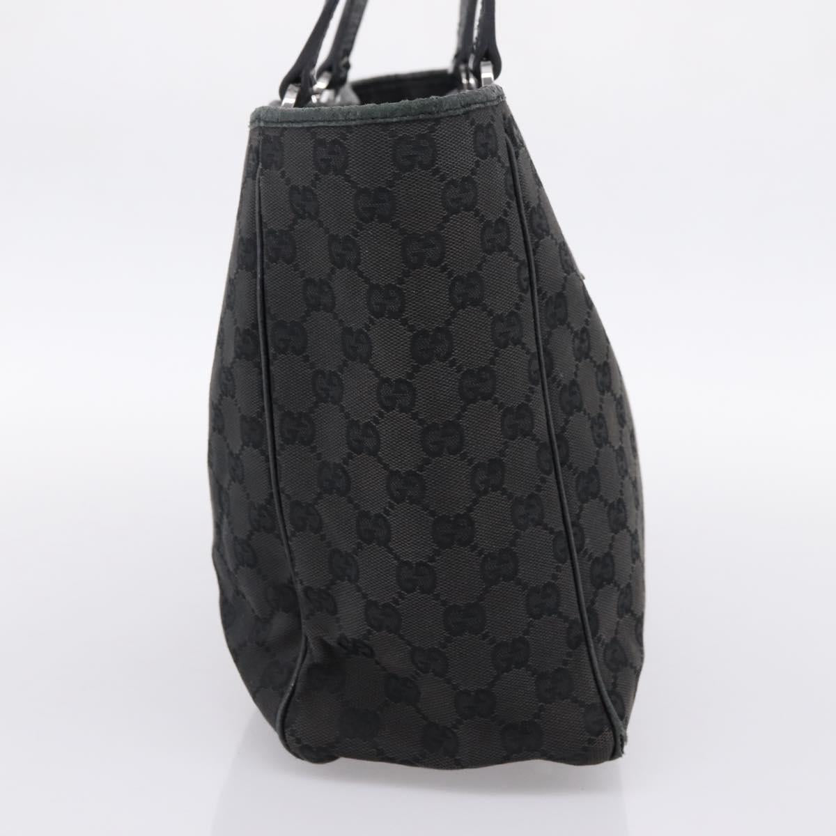 GUCCI GG Canvas Hand Bag Black Silver 113017 Auth 203778