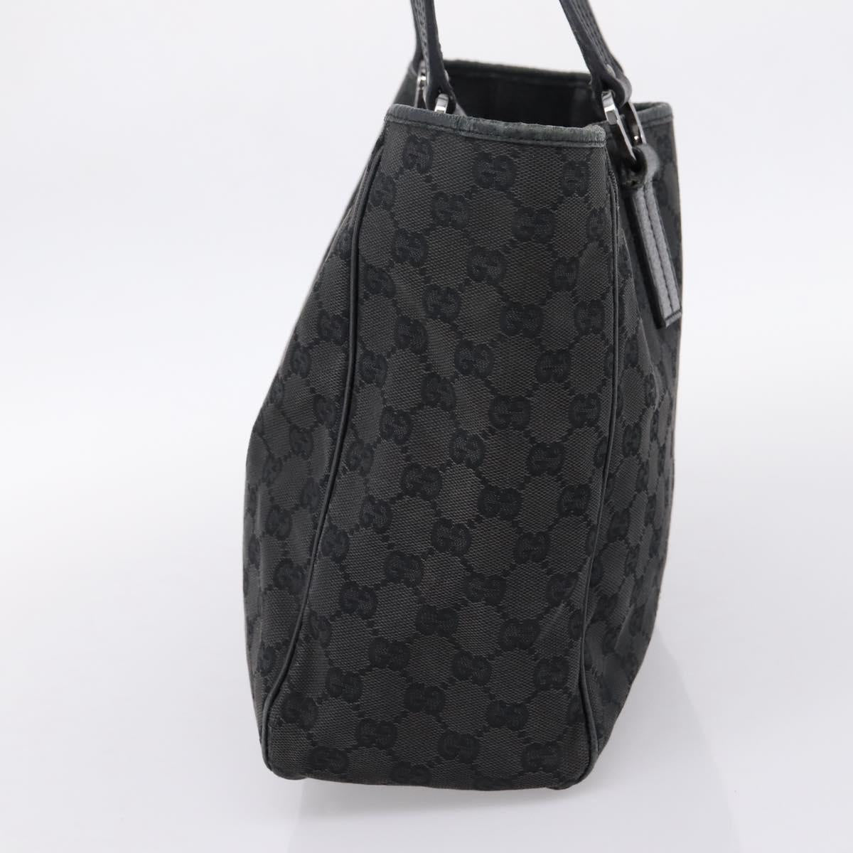 GUCCI GG Canvas Hand Bag Black Silver 113017 Auth 203778