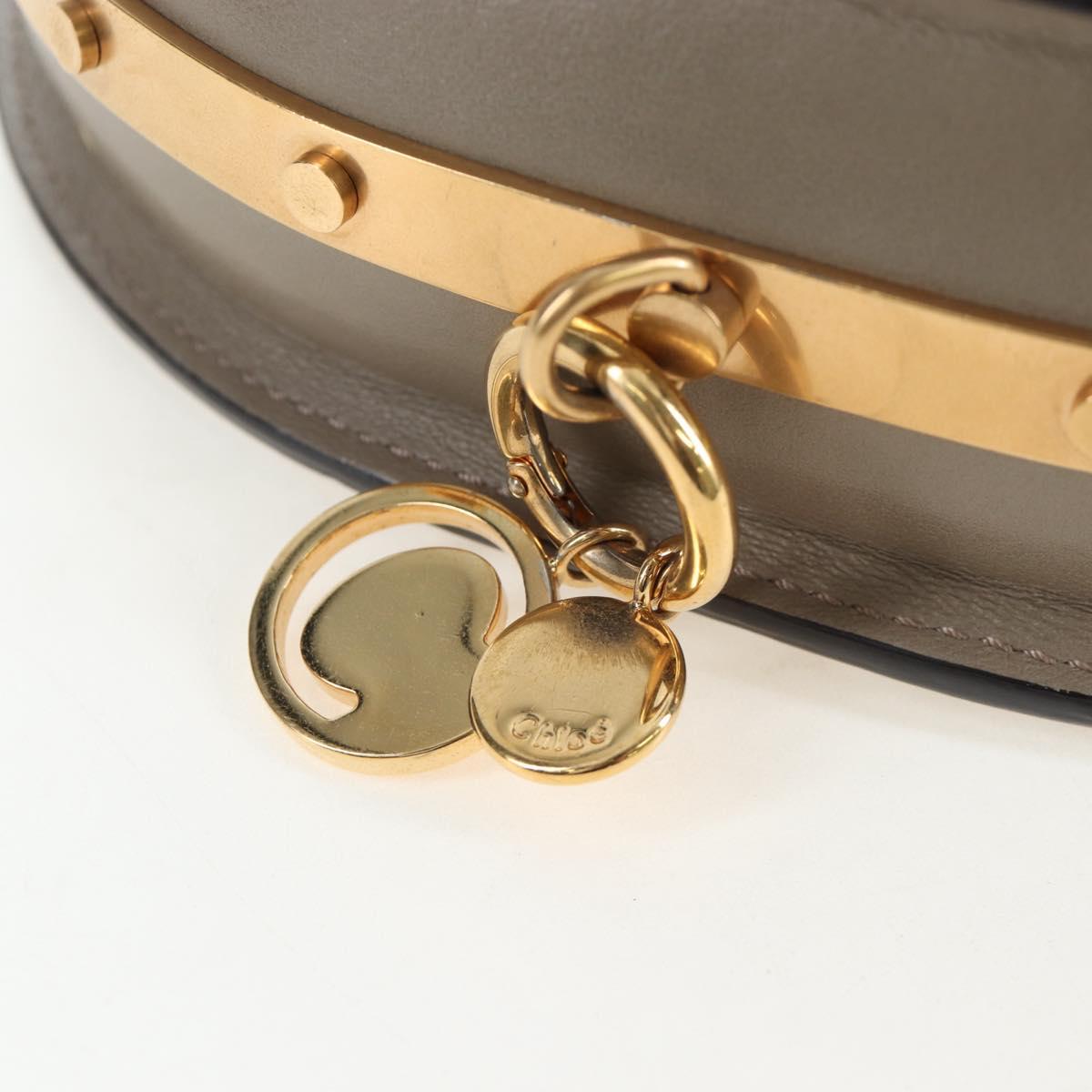 Chloe Nile Minaudiere Hand Bag Leather 2way Beige Gold Auth 203780V