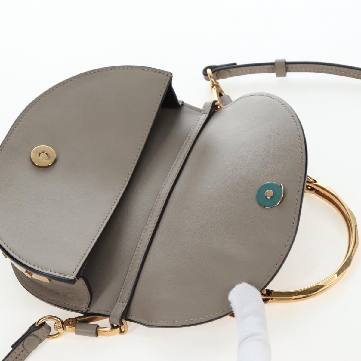 Chloe Nile Minaudiere Hand Bag Leather 2way Beige Gold Auth 203780V