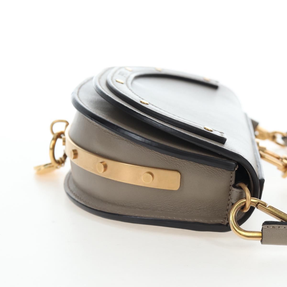 Chloe Nile Minaudiere Hand Bag Leather 2way Beige Gold Auth 203780V