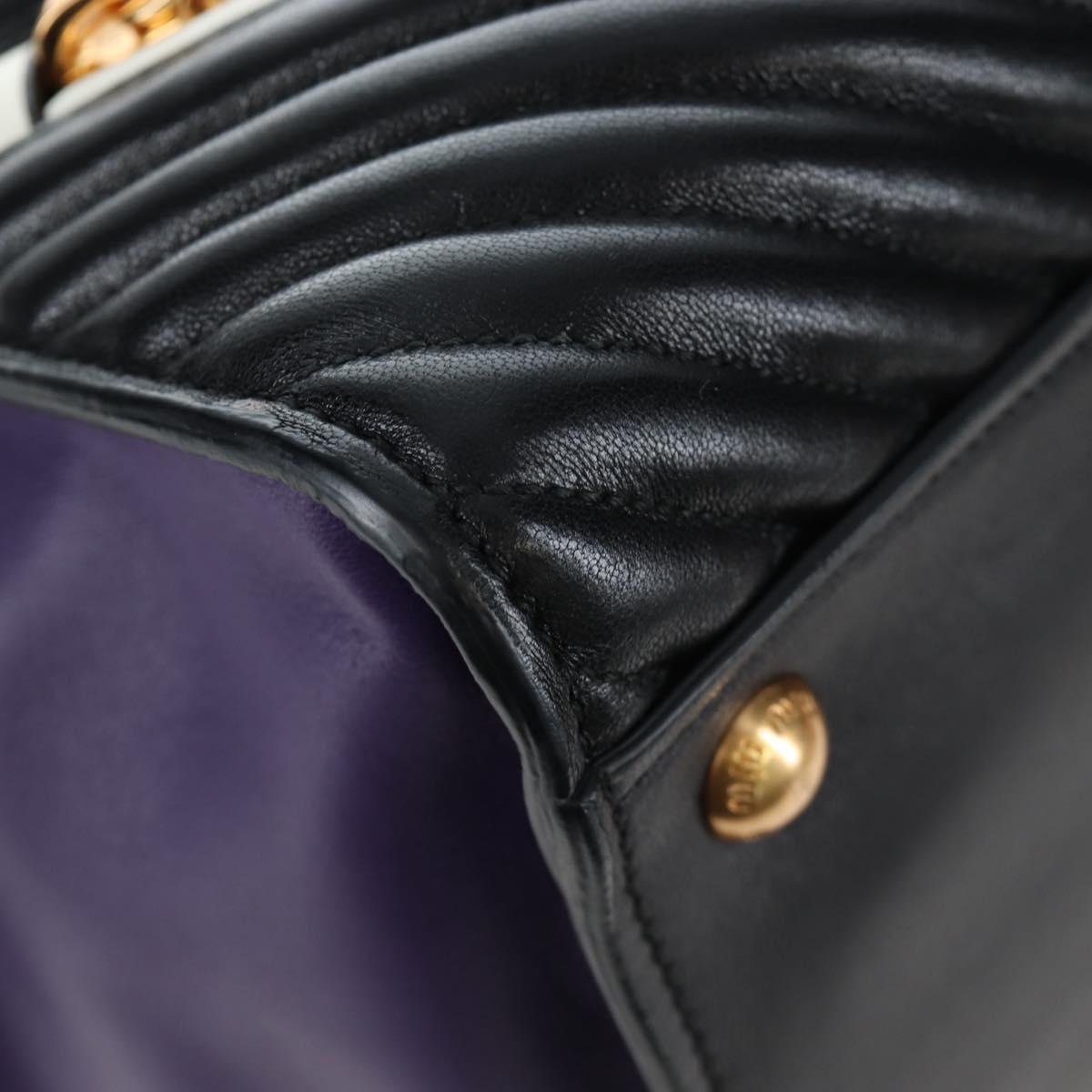 Miu Miu Hand Bag Leather 2way Purple Gold Auth 203786V