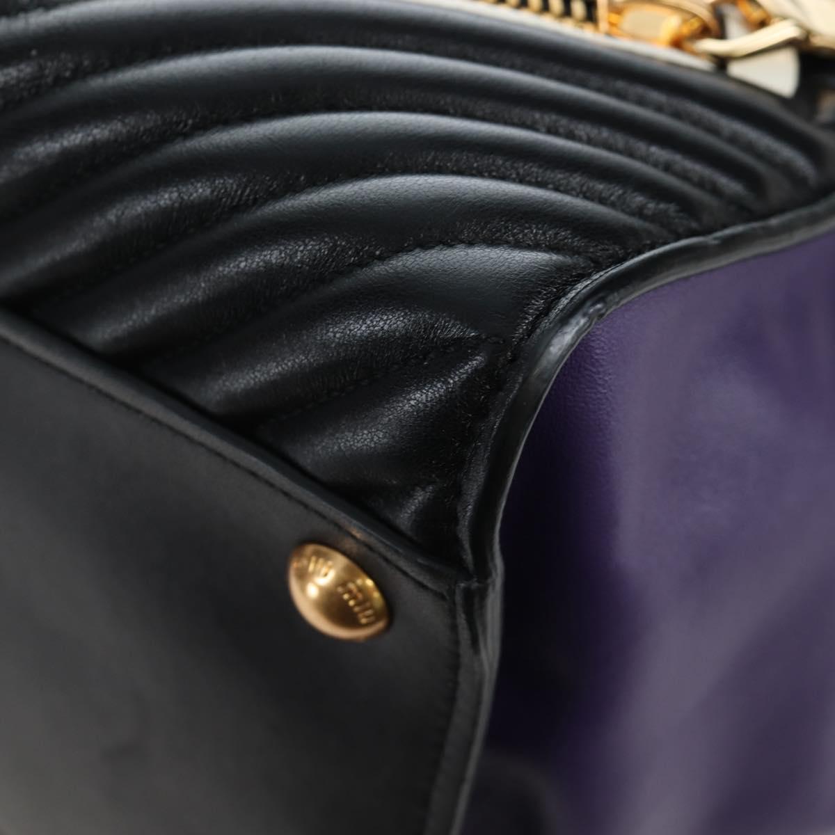 Miu Miu Hand Bag Leather 2way Purple Gold Auth 203786V