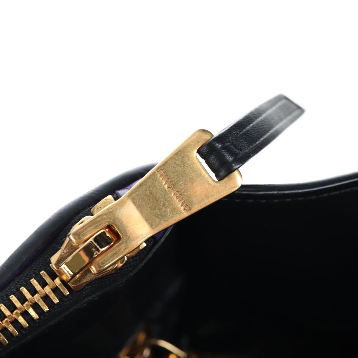 Miu Miu Hand Bag Leather 2way Purple Gold Auth 203786V