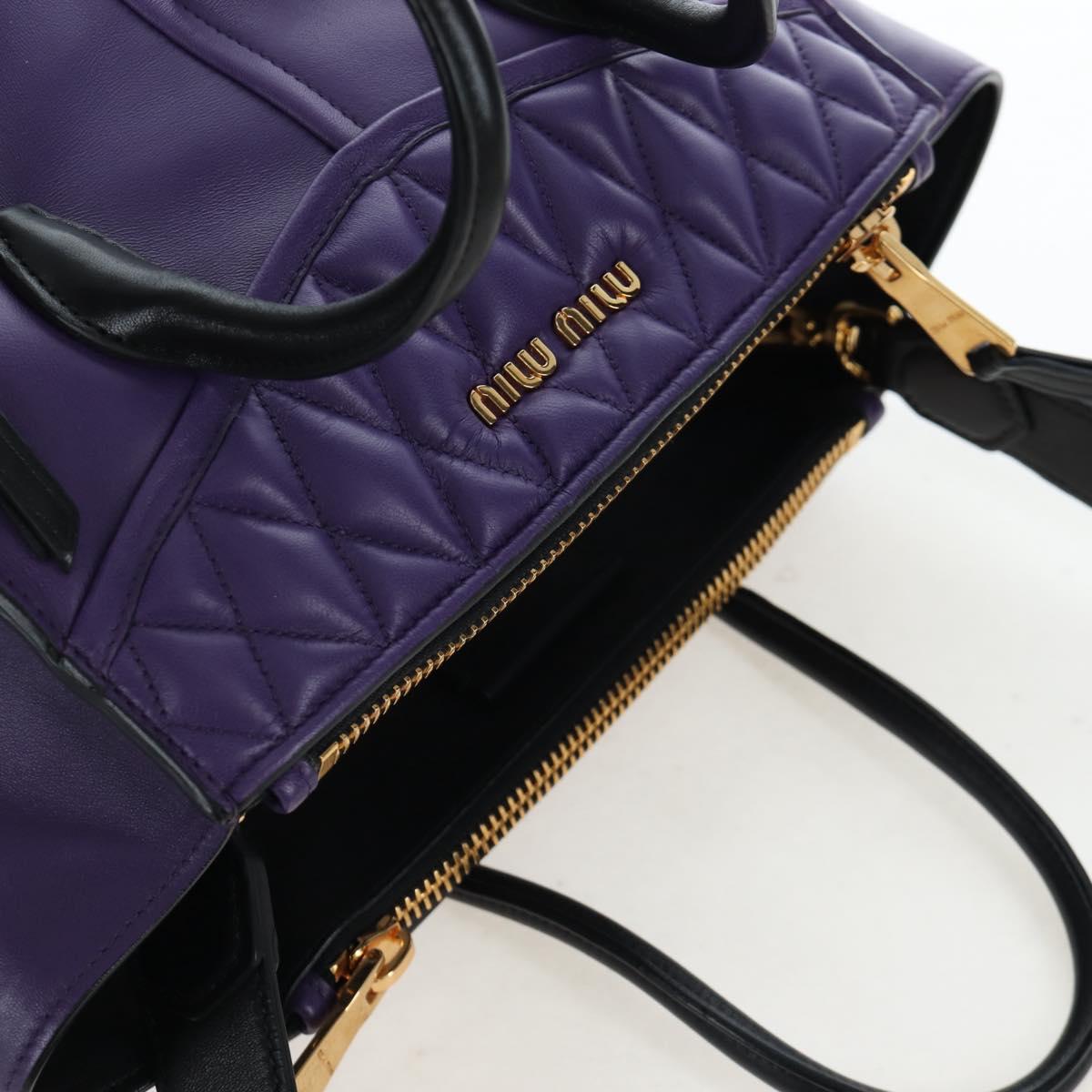 Miu Miu Hand Bag Leather 2way Purple Gold Auth 203786V