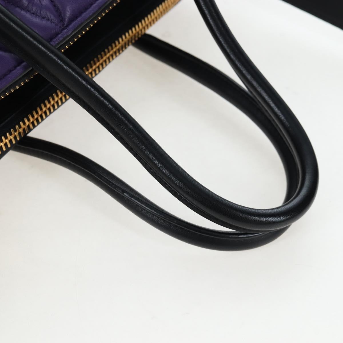 Miu Miu Hand Bag Leather 2way Purple Gold Auth 203786V