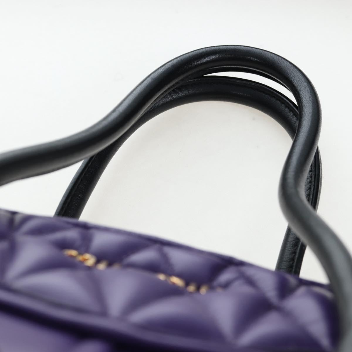 Miu Miu Hand Bag Leather 2way Purple Gold Auth 203786V