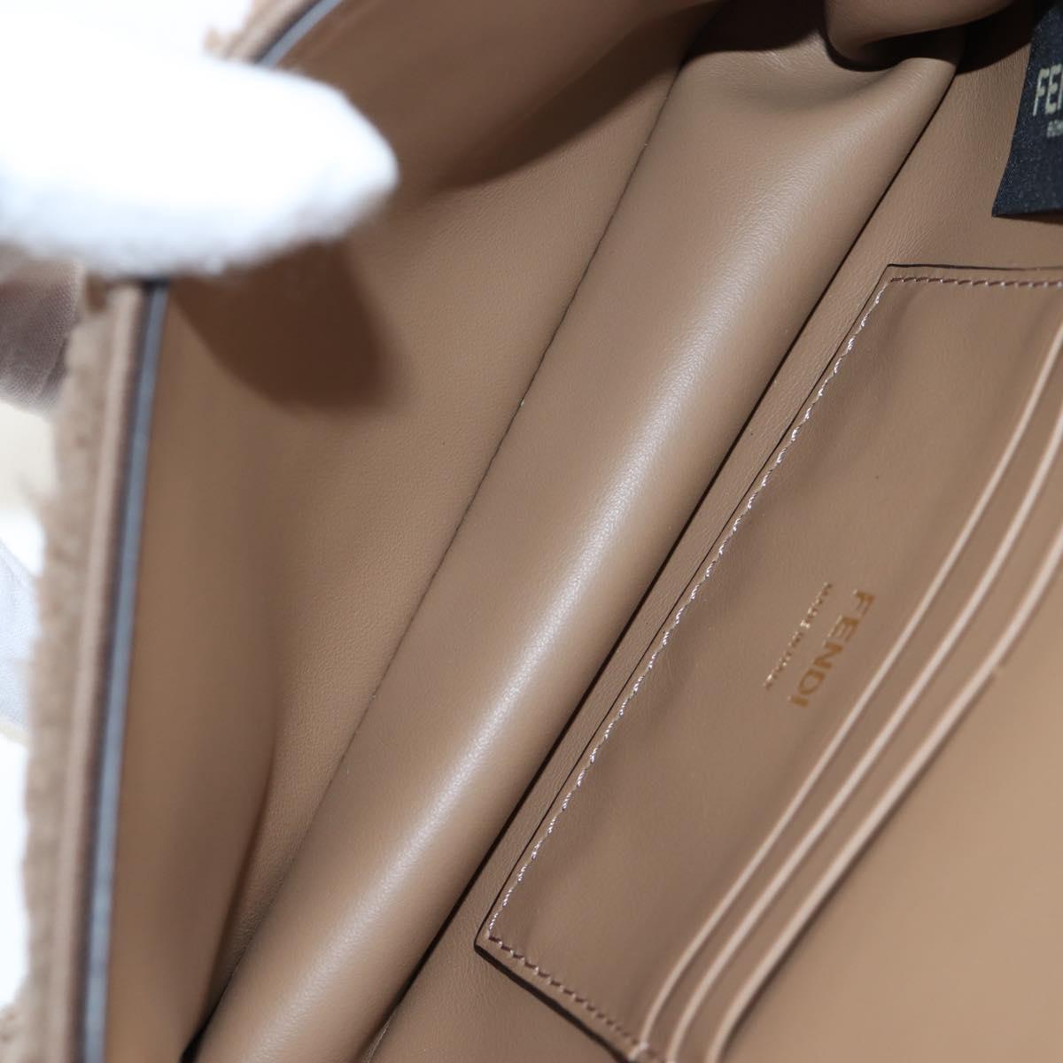 FENDI Baguette Shoulder Bag Shearing 2way Beige Gold Auth 203787SAM