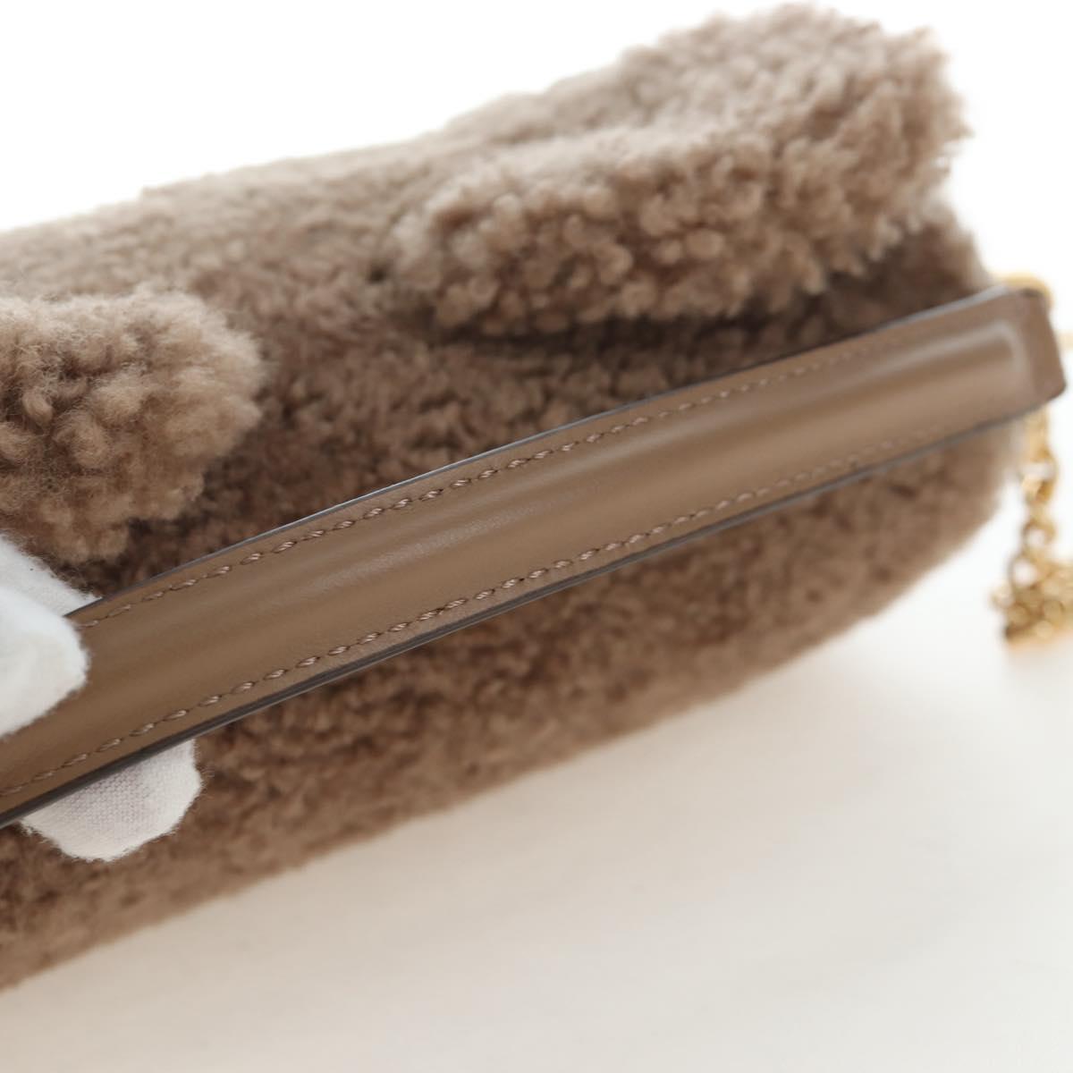 FENDI Baguette Shoulder Bag Shearing 2way Beige Gold Auth 203787SAM