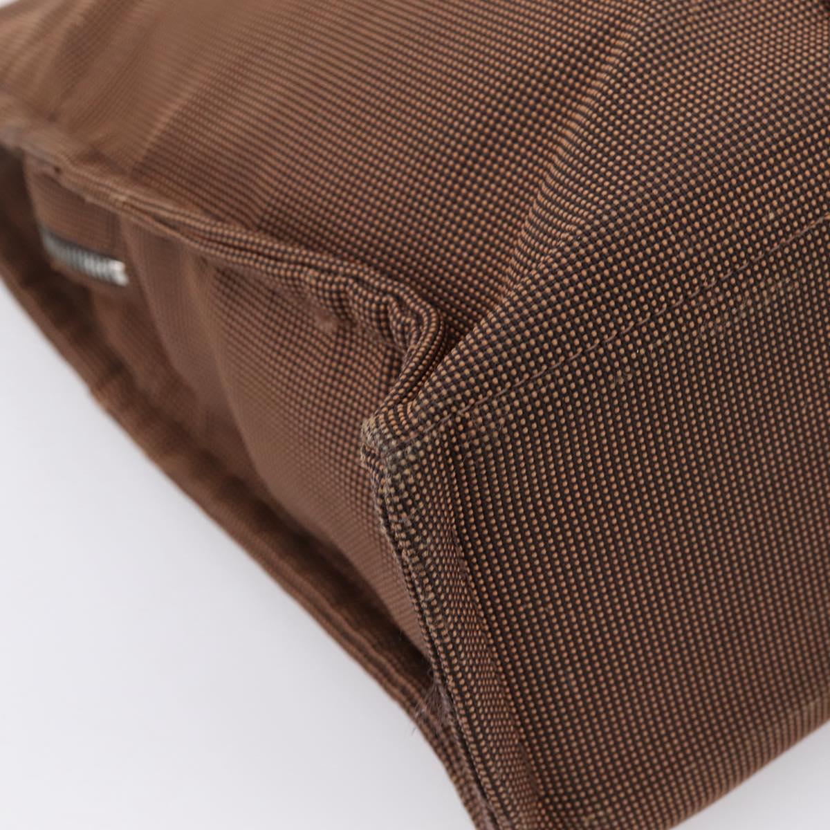 HERMES Her Line Tote MM Tote Bag Canvas Brown Silver Auth 203788