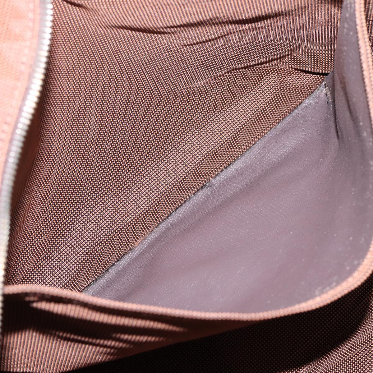 HERMES Her Line Tote MM Tote Bag Canvas Brown Silver Auth 203788