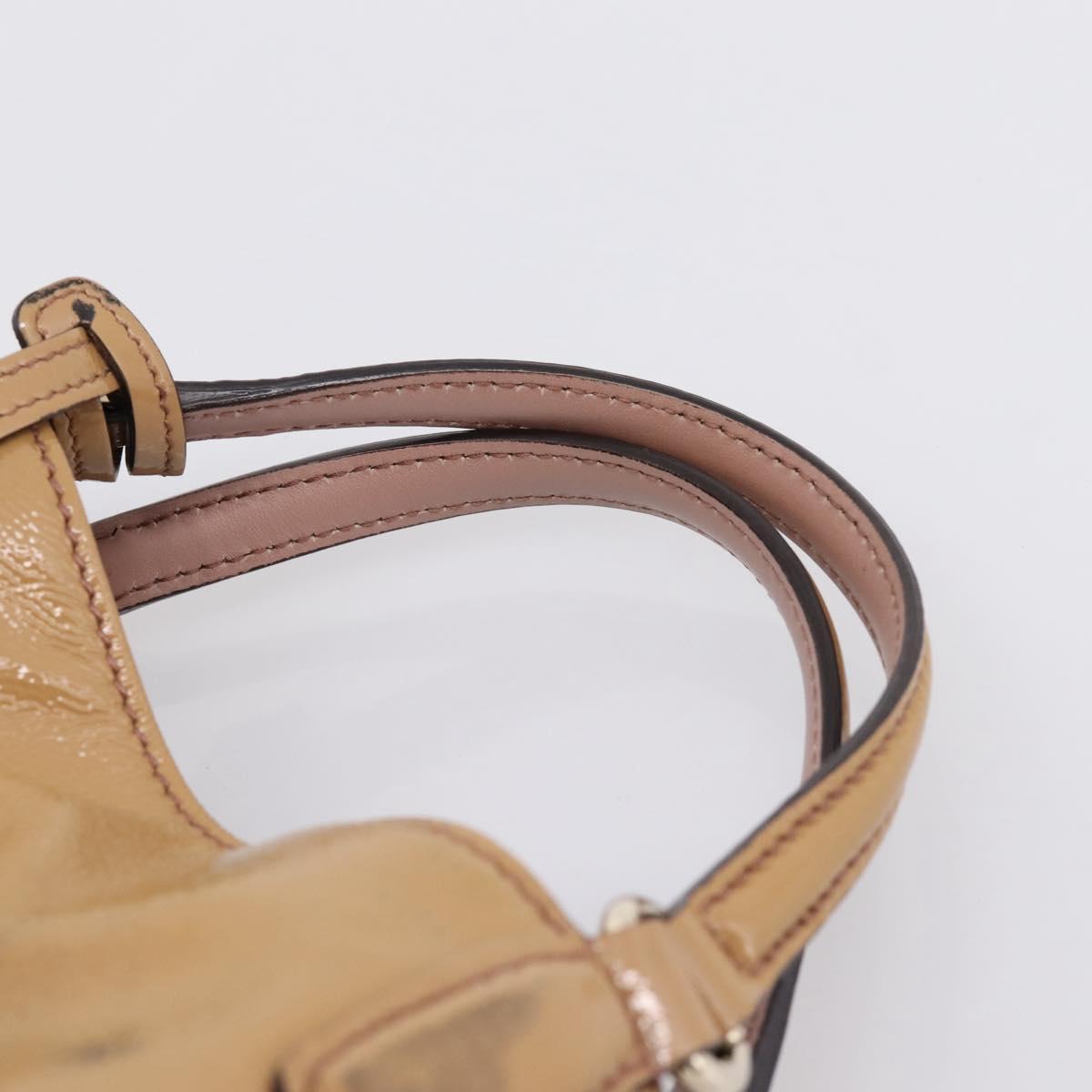 GUCCI Soho Hand Bag Patent leather 2way Beige Gold 336751 Auth 203790