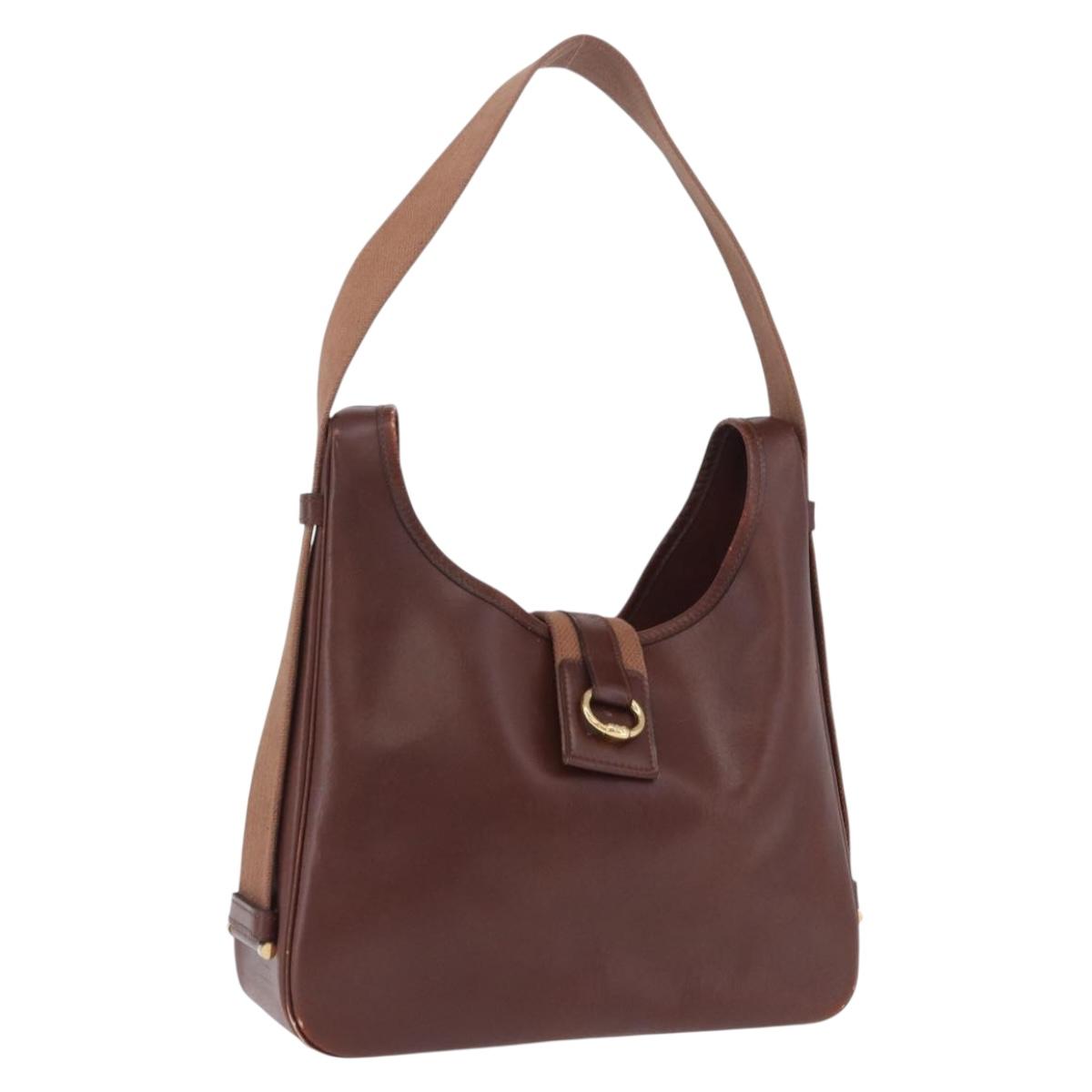 HERMES Sako Courchevel Shoulder Bag Leather Beige Gold Auth 203791A