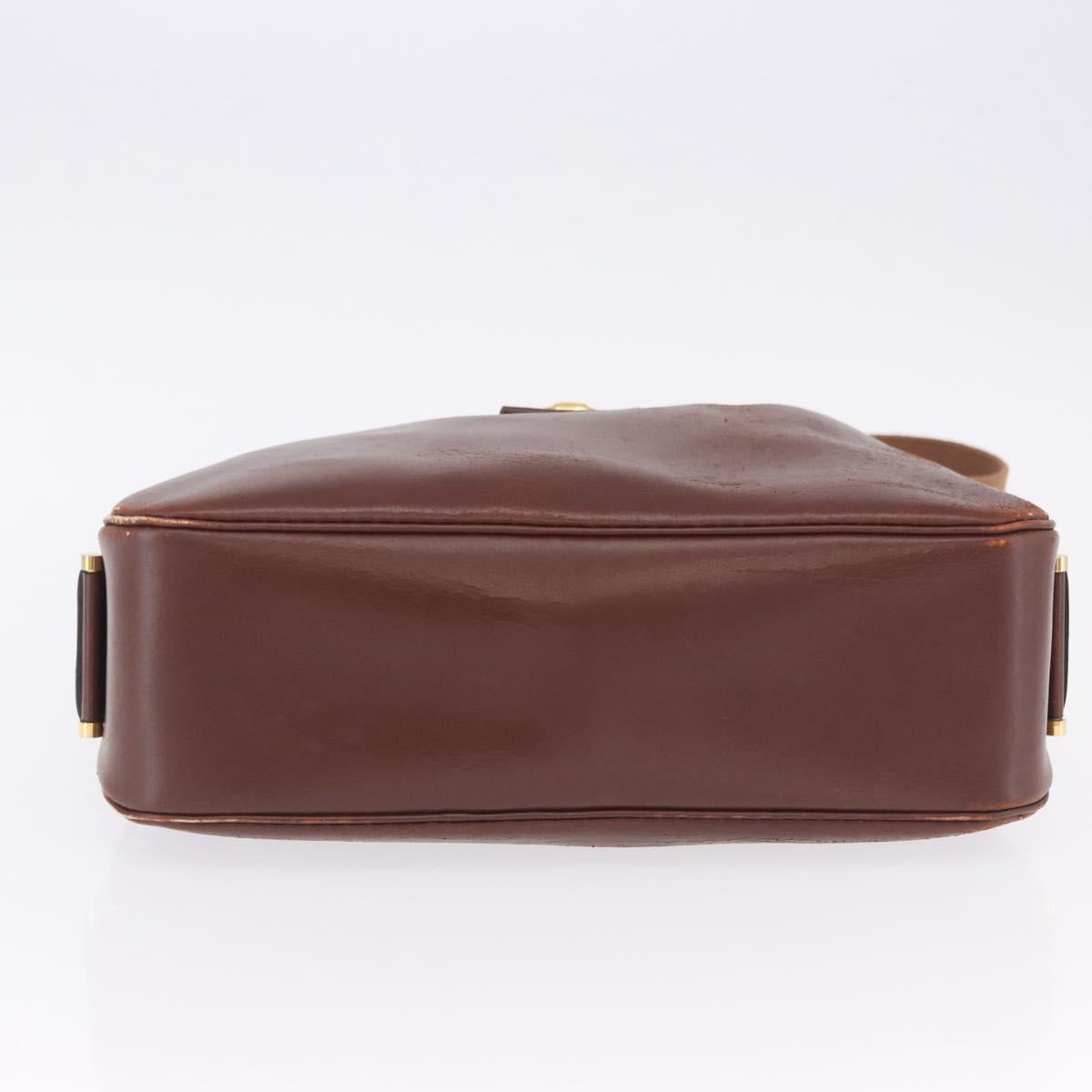 HERMES Sako Courchevel Shoulder Bag Leather Beige Gold Auth 203791A