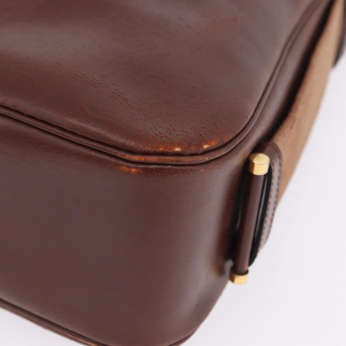 HERMES Sako Courchevel Shoulder Bag Leather Beige Gold Auth 203791A