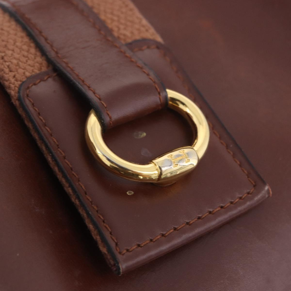 HERMES Sako Courchevel Shoulder Bag Leather Beige Gold Auth 203791A