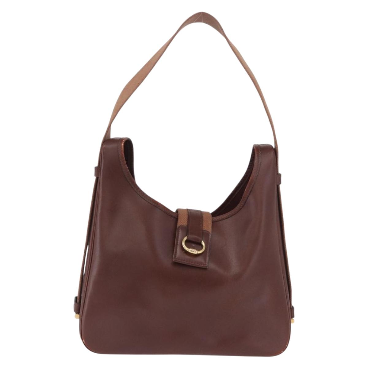 HERMES Sako Courchevel Shoulder Bag Leather Beige Gold Auth 203791A