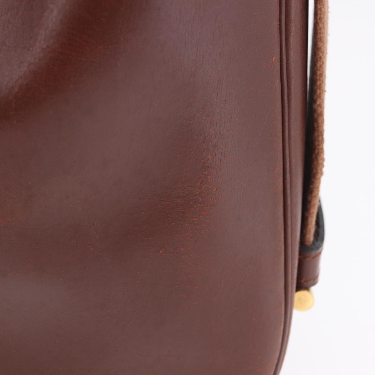 HERMES Sako Courchevel Shoulder Bag Leather Beige Gold Auth 203791A