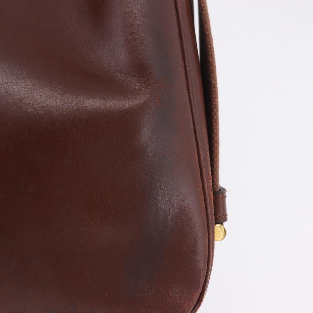 HERMES Sako Courchevel Shoulder Bag Leather Beige Gold Auth 203791A