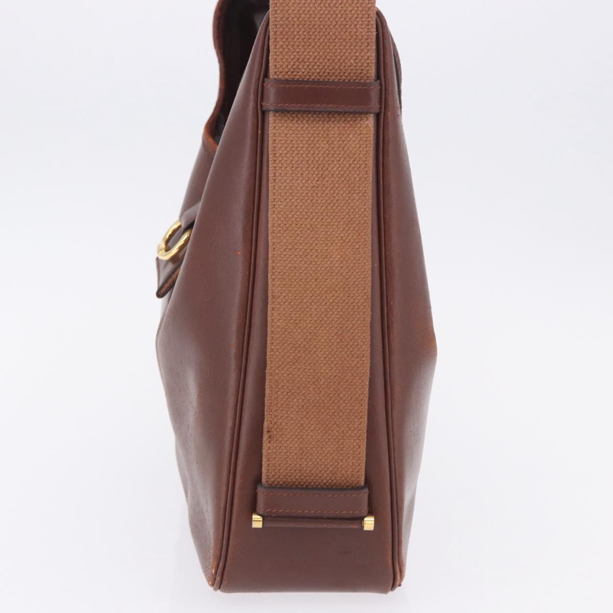 HERMES Sako Courchevel Shoulder Bag Leather Beige Gold Auth 203791A