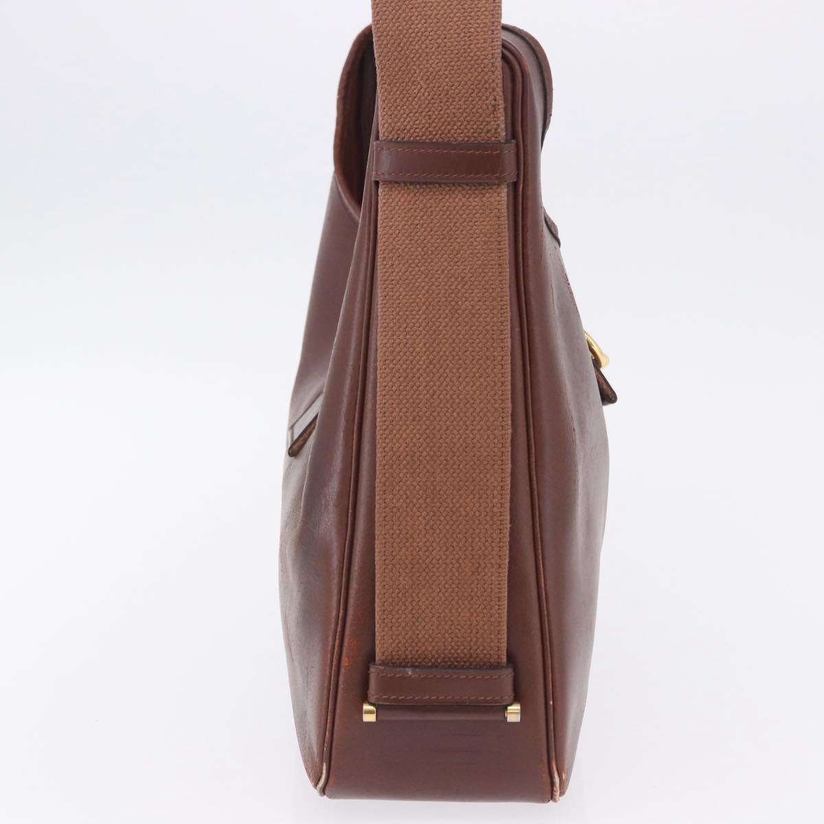 HERMES Sako Courchevel Shoulder Bag Leather Beige Gold Auth 203791A