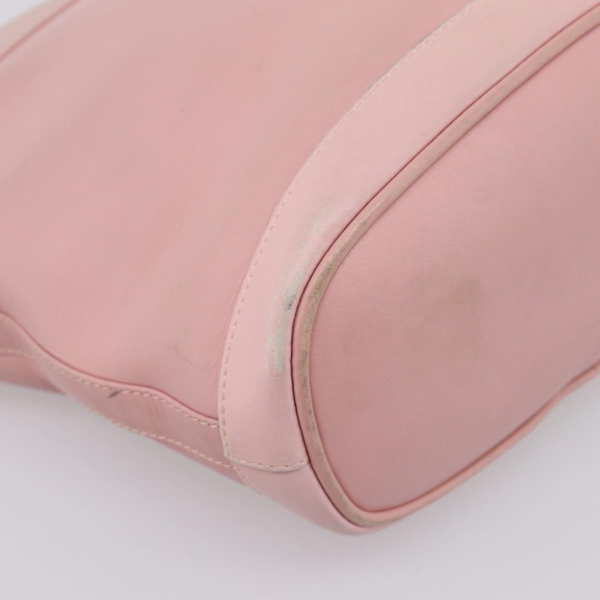 GUCCI Bamboo Chain Shoulder Bag Leather Pink Gold Auth 203792