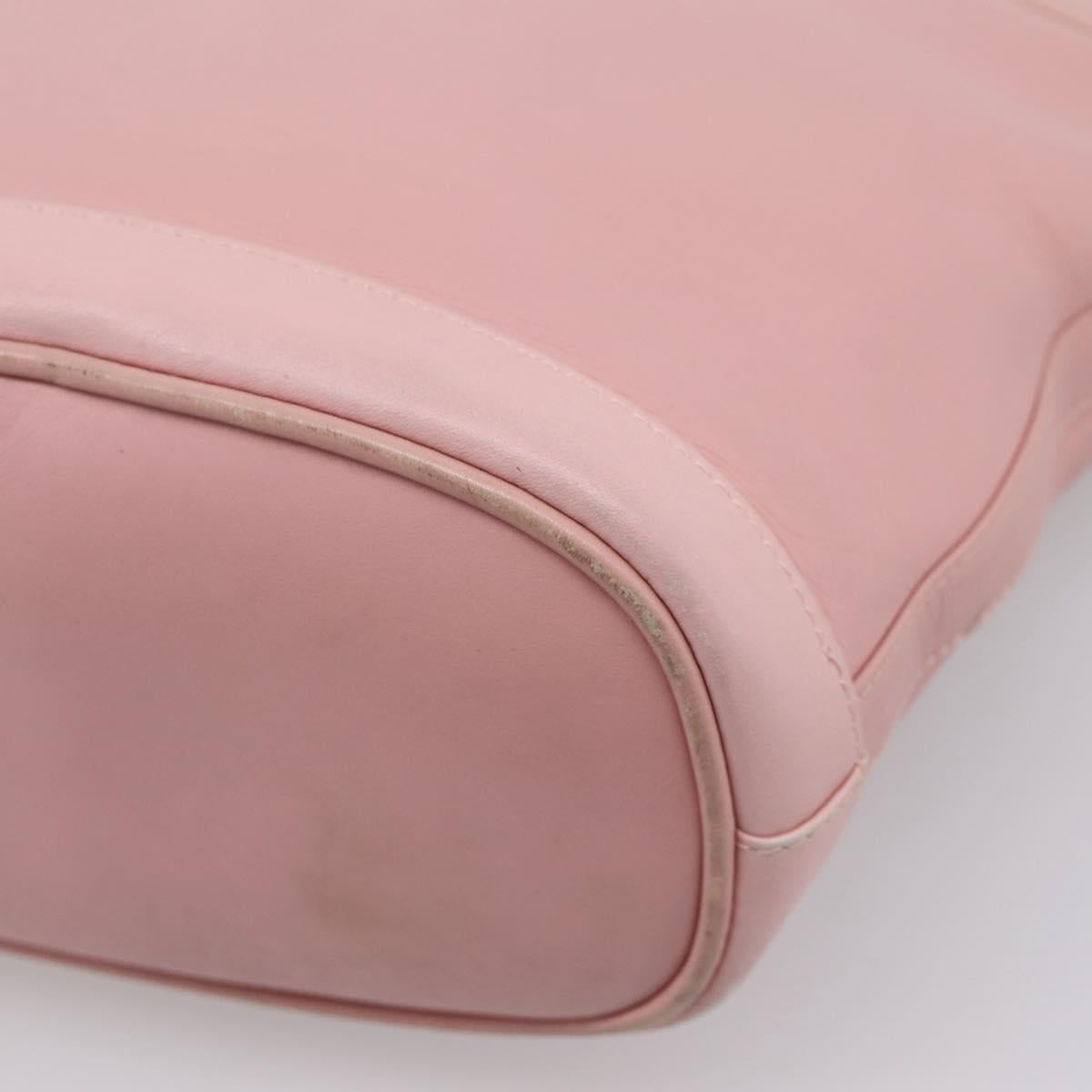 GUCCI Bamboo Chain Shoulder Bag Leather Pink Gold Auth 203792